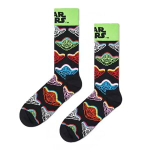 �n�b�s�[�\�b�N�X �X�^�[ �E�H�[�Y ���[�_ �n�[�t �����O �\�b�N�X �i Black �j | HAPPY SOCKS Star Wars Yoda Half long socks [t]