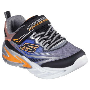 �X�P�b�`���[�Y �t���b�N�X �O���[ �E���g�� �W���j�A �X�j�[�J�[ �i Black / Silver Synthetic / Grey / Blue / / Orange Textile / Silver Trim �j | SKECHERS Flex Glow Ultra Junior trainers [t]