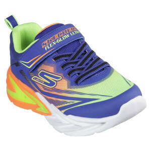 �X�P�b�`���[�Y �t���b�N�X �O���[ �E���g�� �W���j�A �X�j�[�J�[ �i Blue Synthetic / Lime / Orange Textile / Orange Trim �j | SKECHERS Flex Glow Ultra Junior trainers [t]