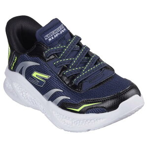 �X�P�b�`���[�Y ���e�I ���C�c �W���j�A �X�j�[�J�[ �i Navy Synthetic / Textile / Black / Lime Trim �j | SKECHERS Meteor Lights Junior trainers [t]