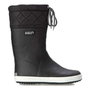 G[O Gkr[ C`C`Tj Wu[ c[ WjA Cu[c i Noir / White j | AIGLE NB1132 Giboulee 2 Junior rain boots [t]