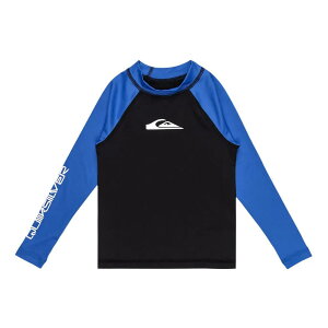 bVK[h - QUIKSILVER Everyday Upf50 Long Sleeve Rash Guard i Black / Nebulas Blue j [t]
