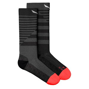 �T���� �t�@�l�X �n�C�u���b�h �X�g���b�` �N���[ �\�b�N�X ���f�B�[�X �i Medium Grey Melange / Fluo Coral �j | SALEWA Fanes Hybrid Stretch crew socks [t]