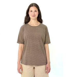 �o�E�f �~�l�I �X�g���C�v�h �V���[�g�X���[�u T�V���c �E�[�}�� �i Tobacco �j | VAUDE Mineo Striped Short Sleeve T-Shirt woman [t]