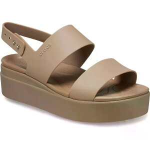 �N���b�N�X �u���b�N���� ���[ �E�F�b�W ���f�B�[�X �T���_�� �i Latte/Mushroom �j | CROCS Brooklyn Low Wedge Sandals Woman [t]