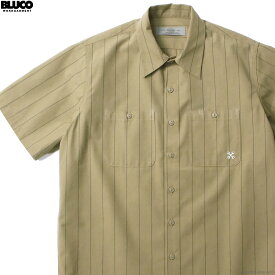 BLUCO ブルコ BLUCO STANDARD WORK SHIRT S/S (BEIGE.STP) [0108-3A01] メンズ トップス ワークシャツ 半袖