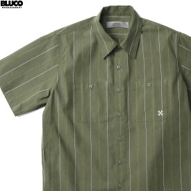 BLUCO ブルコ BLUCO STANDARD WORK SHIRT S/S (OLIVE.STP) [0108-3A01] メンズ トップス ワークシャツ 半袖