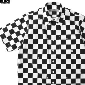 BLUCO ブルコ BLUCO CHECKER FLAG SHIRT S/S (WHITE) [1107-3A01] メンズ トップス ワークシャツ チェッカーフラッグ 半袖