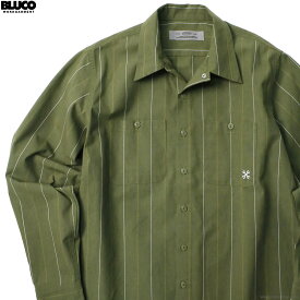 BLUCO ブルコ BLUCO STANDARD WORK SHIRTS L/S (OLIVE STRIPE) [0109] メンズ トップス ワークシャツ 長袖