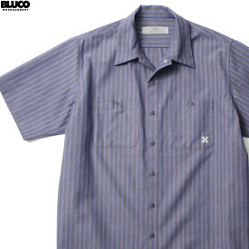 BLUCO ブルコ BLUCO STANDARD WORK SHIRT S/S (GRAY-STRIPE) [143-21-108] メンズ トップス ワークシャツ 半袖