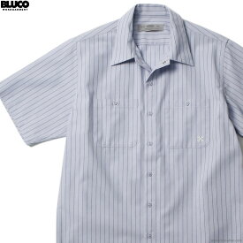 BLUCO ブルコ BLUCO STANDARD WORK SHIRT S/S (SAX-STRIPE) [143-21-108] メンズ トップス ワークシャツ 半袖