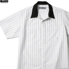 BLUCO ブルコ BLUCO STANDARD WORK SHIRT S/S (WHITE-STRIPE) [143-21-108] メンズ トップス ワークシャツ 半袖