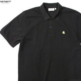 CARHARTT WIP カーハート CARHARTT WIP S/S CHASE PIQUE POLO (BLACK/GOLD) メンズ ポロシャツ コットンピケ 鹿の子