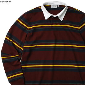 CARHARTT WIP カーハート CARHARTT WIP L/S OREGON RUGBY SHIRT (BORDEAUX) メンズ ロンT 長袖Tシャツ ボーダー ラガーシャツ インナー ルーズ ゆったり オーバーサイズ