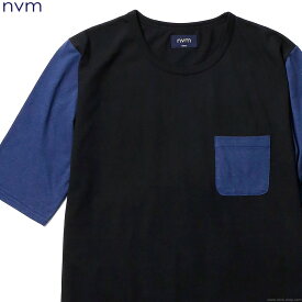 SALE セール 50％OFF NVM エヌブイエム 5分袖Tシャツ メンズ オールシーズン 綿100％ ブラック M-XL NVM BB 1/2 T (BLACK×NAVY) [NVM16S-CS01]