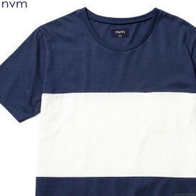 NVM エヌブイエム NVM FAT STRIPE SS T (NAVY×WHITE) [NVM16S-CS02] メンズ Tシャツ 半袖 ボーダー オーバーサイズ