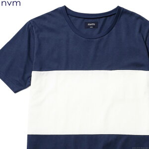 NVM �G�k�u�C�G�� ����T�V���c �����Y �I�[���V�[�Y�� ��100�� �l�C�r�[ M-XL NVM FAT STRIPE SS T (NAVY×WHITE) [NVM16S-CS02]