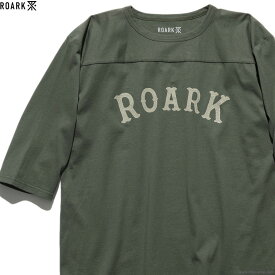 ROARK REVIVAL ロアーク リバイバル ROARK REVIVAL "MEDIEVAL LOGO" 3/4 SLEEVE TEE (ARMY) メンズ Tシャツ フットボール ルーズ ゆったり オーバーサイズ