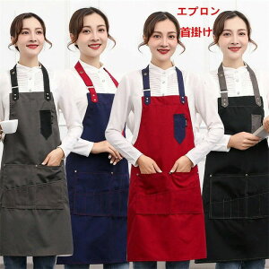 【P5倍!2380→実質2261円 10/27まで】エプロン 首掛けエプロン キッチン ワークエプロン BBQ 男性用 女性用 アウトドア 新生活 プレゼント 実用的 ポケット付き 給食 学校 カジュアル レディース