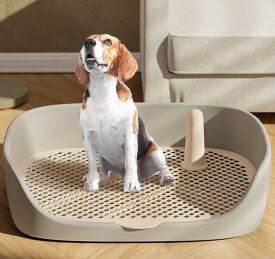 【店長おすすめ】犬 トイレトレー 犬 トイレ ワイド 保護掃除が簡単 メッシュトレ メッシュトレー 犬トイレトレー 柱付き 訓練しやすい 飛び散り防止壁プレート付き 犬トイレトレー 犬用トレイボックス屋内/屋外 中型犬 ペットトイレ