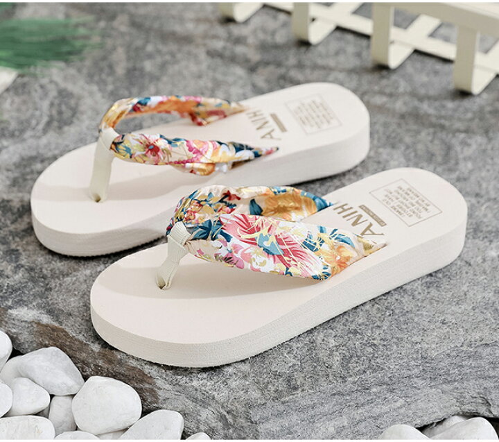 楽天市場 ビーチサンダル レディース 厚底 花柄 軽い歩きやすい ヒール 海 おしゃれ かわいい 軽量 可愛い 夏 ビーサン Cliosi