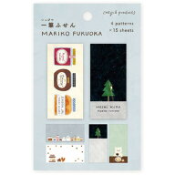【1000円以上お買い上げで送料無料♪】一筆ふせん 福岡麻里子 SEASONAL・HOSHIKUMA 2柄×各15枚 2冊入 付…