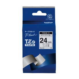 【送料無料】ブラザー P-TOUCH ピータッチ ラミネートテープ 24mm 白に黒文字 TZe-251 - メール便発送