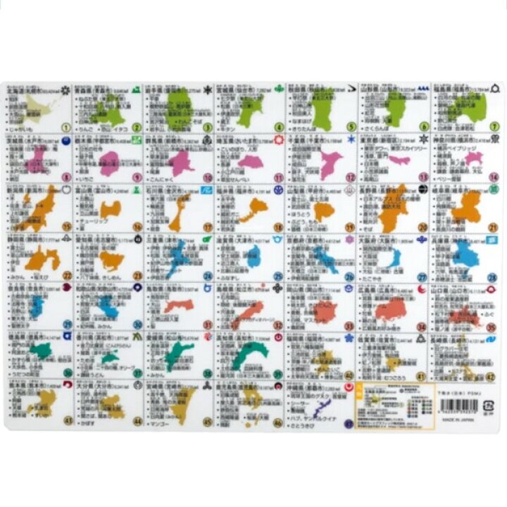 楽天市場 1000円以上お買い上げで送料無料 下敷き 日本地図 都道府県 県庁所在地 特産品 小学校 社会 新版 東京カートグラフィック メール便発送 Clips クリップス