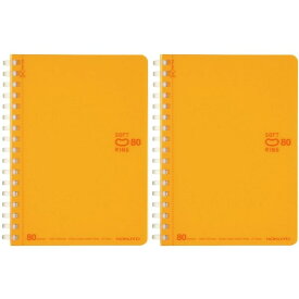【1000円以上お買い上げで送料無料♪】まとめ買い コクヨ ソフトリングノート カラフル ドット入り罫線 カットオフ A6 オレンジ 80枚 2冊 - メール便発送