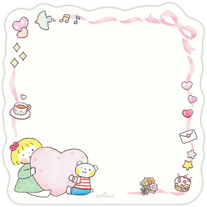 【1000円以上お買い上げで送料無料♪】メモ メッセージカード ダイカット 仲良しともだち ハート かわいい イラスト ホールマーク - メール便発送