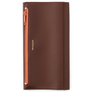 【送料無料】ハンディピック Handy pick 差し込み式 手帳 ファスナーケース付カバー PVC ビニルタイプ ラージサイズ ブラウン ダイゴー - メール便発送