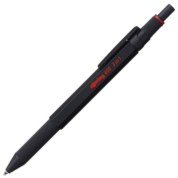 ロットリング 600 3in1 マルチペン ブラック 油性ボールペン 黒 赤 メカニカルペンシル 0.5mm メール便発送