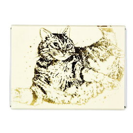 【1000円以上お買い上げで送料無料♪】メモ入りミニBOX キャットアートコレクション アイボリー 50枚入 箱 箔押し 猫 ねこ ネコ ROKKAKU×365Cat.Art かわいい - メール便発送