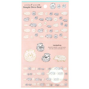 【1000円以上お買い上げで送料無料♪】シンプルデコシール アニマルパレード ハリネズミ 中島良二 透明 クリア 金箔加工 手帳 スマホケース 封緘 かわいい リュリュ - メール便発送