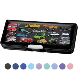 【送料無料】かっこいい自動車デザイン 薄型筆箱 ペンケース ピッタントン 2ドア 両面 小学生向け 男の子 女の子 パトカー 消防車 救急車 - メール便発送