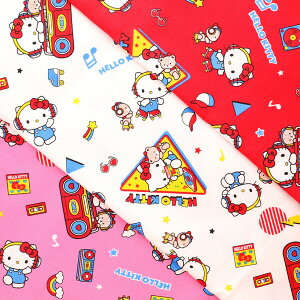 【送料無料】【オックス】生地 サンリオ キャラクター ハローキティ ミュージック 幅約109cm×約100cm 入園 入学 幼稚園 保育園 - メール便発送