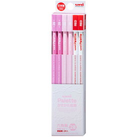 【1000円以上お買い上げで送料無料♪】ユニ パレット uni Palette かきかた鉛筆 六角軸 パステルピンク 2B +赤鉛筆 計12本入 シンプル 入学 小学校 三菱鉛筆 - メール便発送