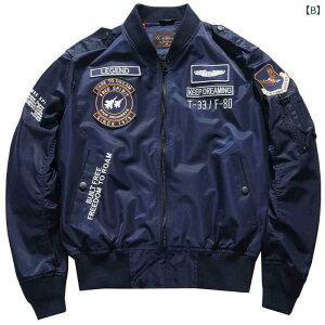 ジャケット メンズ 男性用 MA-1 フライトジャケット 春秋 ブルゾン ジャンパー 野球服 刺繍 長袖 ゆったり ブラック 黒