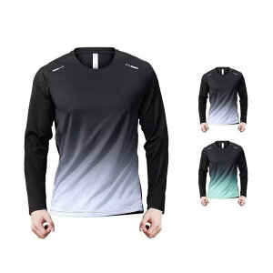 Tシャツ メンズ 男性用 長袖 速乾 接触冷感 薄手 通気性 登山 ランニング アウトドア スポーツ ウェア ポリエステル 花柄 プリント グレー グリーン