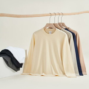 Tシャツ メンズ 男性用 トップス 長袖 コットン 無地 ラウンドネック プルオーバー 厚手 ルーズフィット カジュアルスタイル 普段使い 秋冬 ホワイト ブラック グレー ベージュ ネイビー カ