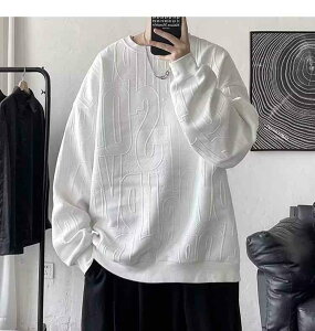 Tシャツ メンズ 長袖 カットソー 韓国 ゆったり トップス インナー ポリエステル 春秋 無地 ラウンドネック プルオーバー カジュアル