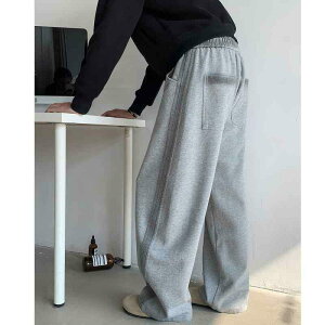 パンツ メンズ 男性用 ビッグサイズ ゆったり ズボン ルーズ ロングパンツ コットン混紡 秋冬 黒 ブラック グレー 無地