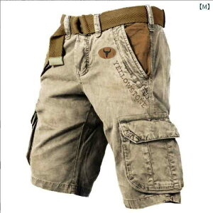 ハーフパンツ メンズ 男性用 カーゴパンツ ワークパンツ イージーパンツ 膝丈 無地 ?色 大きいサイズ 伸縮性 スポーツ ウェア ピンク系 杏色 青緑 ブラック 藏青 カーキ 墨? 酒? 焦糖