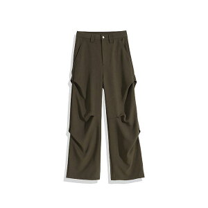 パンツ メンズ 男性用 レトロ テーパードパンツ イージーパンツ リラックスパンツ 無地 ポリエステル ブラック 黒 コーヒー色 伸縮性(x2)