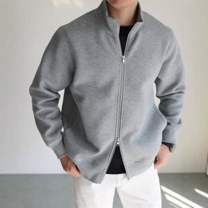 ジャケット メンズ 男性用 立襟 ジャージ 長袖 抗シワ 運動着 カジュアル ビジネス 春 スポーティー グレー ブラック