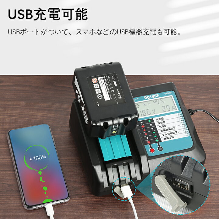 楽天市場】マキタ DC18RF 互換充電器 液晶付き マキタ 14.4v 18v 充電 