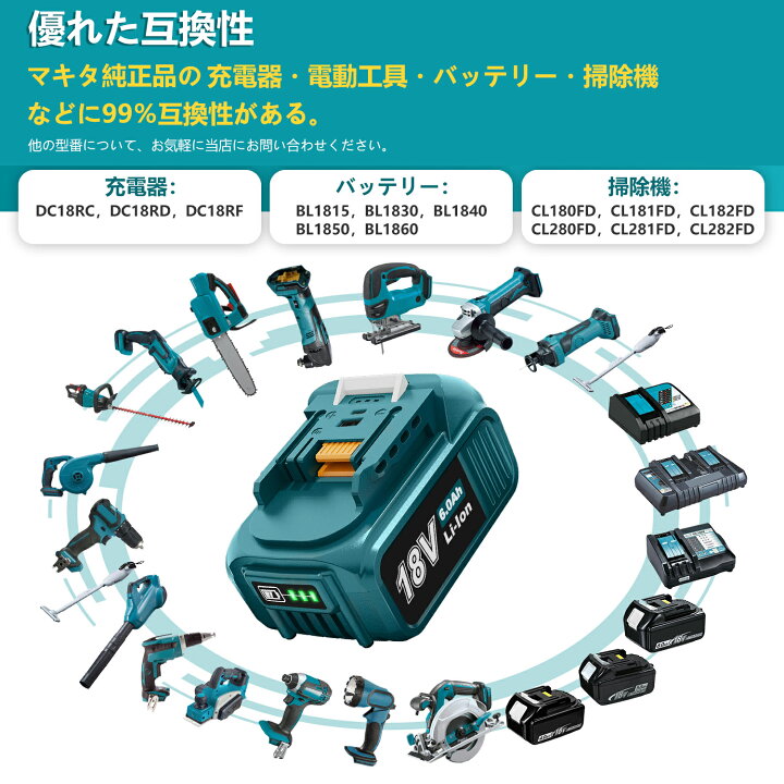 楽天市場】【最新版 USBポート充電付き】 BL1860B マキタ 互換 