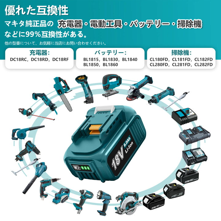 楽天市場】BL1860B マキタ 互換 バッテリー 2個セット A-60464 マキタ 