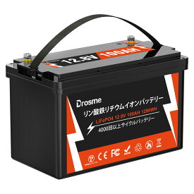 リン酸鉄 リチウムイオンバッテリー 12.8V 100Ah リン酸鉄リチウムイオンバッテリー LiFePO4 バッテリー 100A BMS内蔵 大容量1280Wh 4000以上サイクル回数 12V 100Ah キャンピングカー サブバッテリー 非常用電源 地震 防災グッズ ソーラーシステム