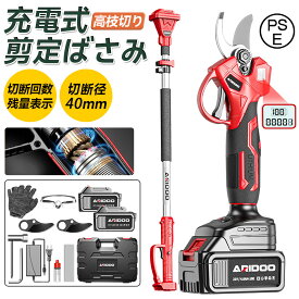 高枝切りバサミ 電動剪定ハサミ 剪定ばさみ 高枝切りはさみ 切断直径40mm 電動剪定ばさみ 充電式 コードレス 切断直径40mm 高枝切り 太い校 強力 延長ポール 高枝電動チェーンソー 園芸用具 PSE安全認証取得済み 1年間保証